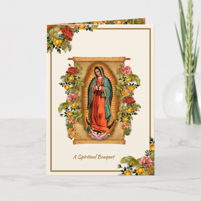 Guadalupe Virgin Mary Catholic Spiritual Bouquet Thank You Card (Front)