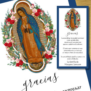 Guadalupe Virgin Mary Funeral Condolence Spanish T Thank You Card