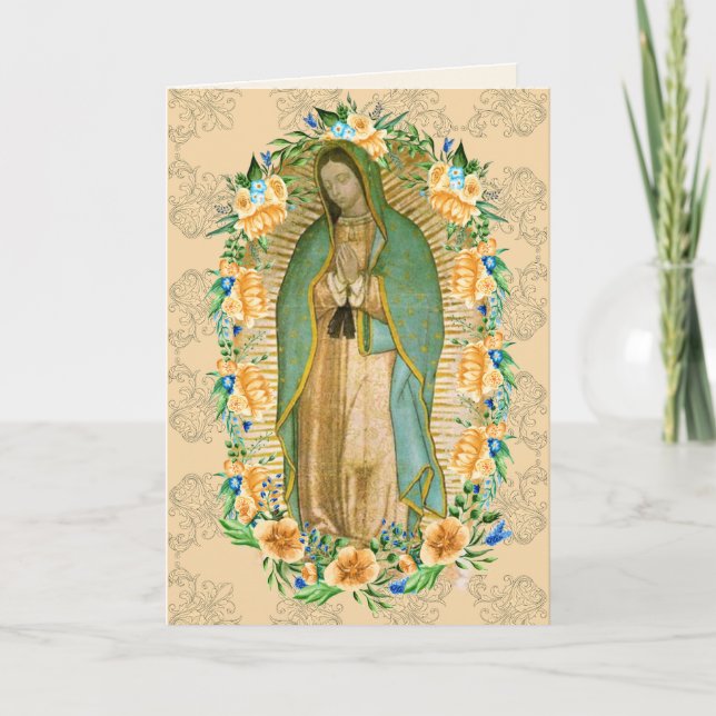 Guadalupe Virgin Mary Funeral Condolence Spanish Thank You Card (Front)
