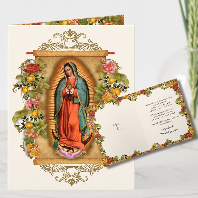 Guadalupe Virgin Mary Funeral Condolence Spanish Thank You Card (Creator Uploaded)