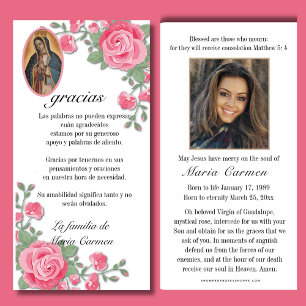 Guadalupe Virgin Mary Funeral Condolence Spanish  Thank You Card