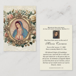 Guadalupe Virgin Mary  Funeral Memorial  Prayer  Place Card
