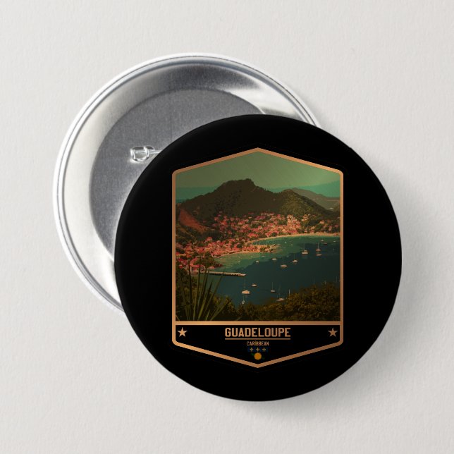 Guadeloupe 7.5 Cm Round Badge (Front & Back)