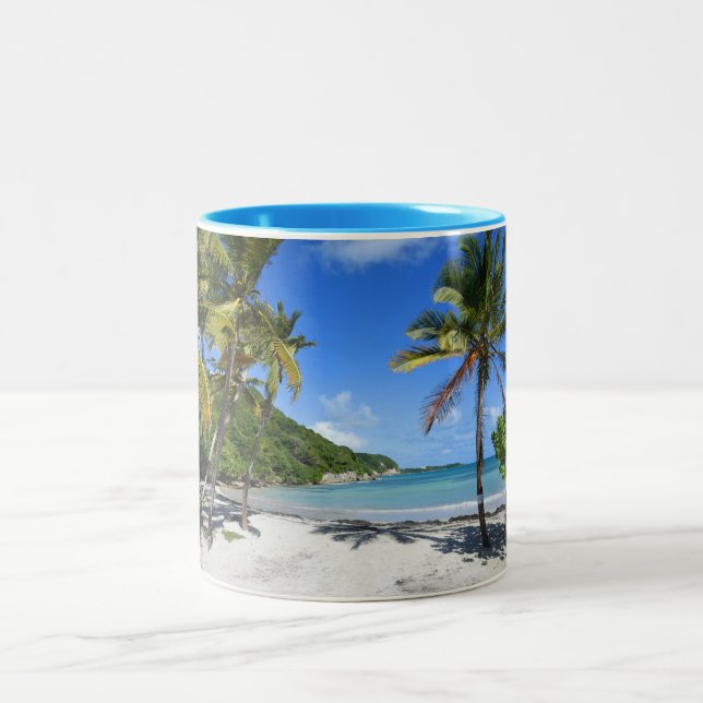 guadeloupe beach Two-Tone coffee mug (Center)