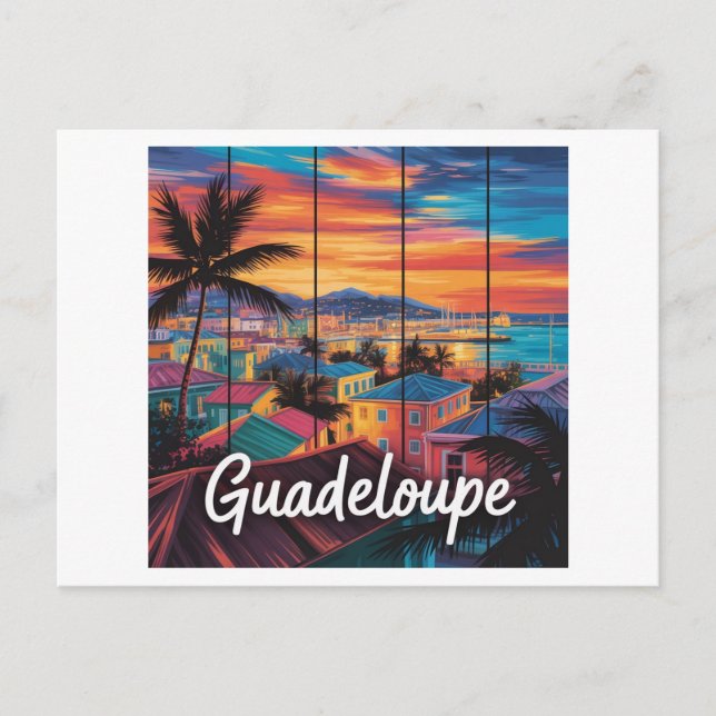 Guadeloupe Coucher de Soleil Tropical Vibrante Postcard (Front)
