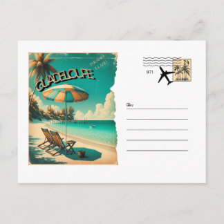 Guadeloupe Exotic Beach Retro Postcard