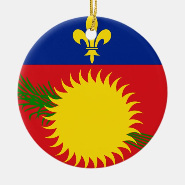 Guadeloupe Flag Ceramic Tree Decoration (Front)