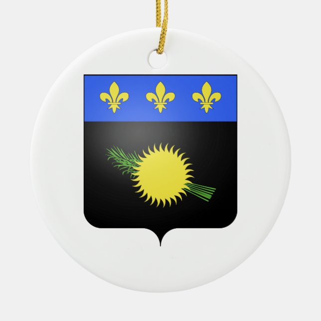 Guadeloupe (France) Coat of Arms Ceramic Tree Decoration (Front)