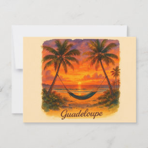 Guadeloupe - Tropical Sunset with Hamac Postcard