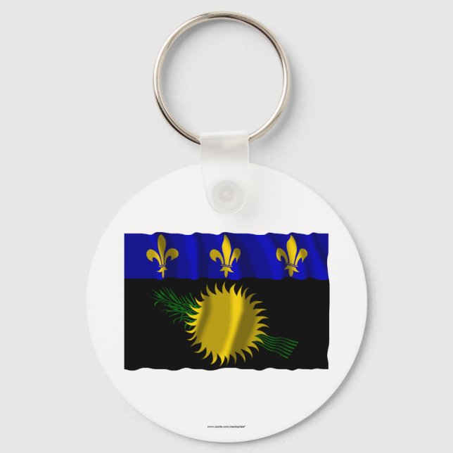 Guadeloupe waving flag key ring (Front)