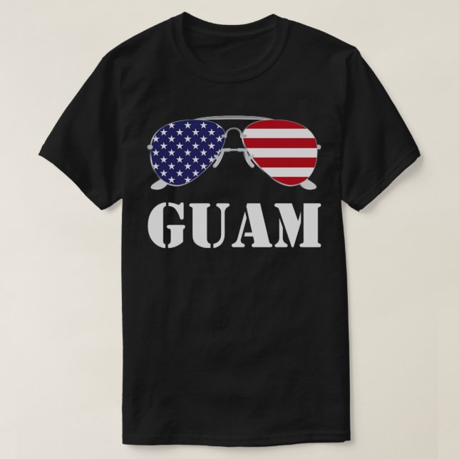 Guam American Flag Sunglasses Patriotic T-Shirt (Design Front)