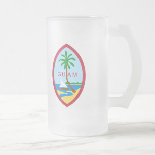 Guam coat of arms frosted glass beer mug