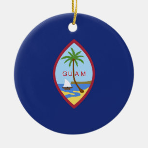 Guam flag ceramic tree decoration