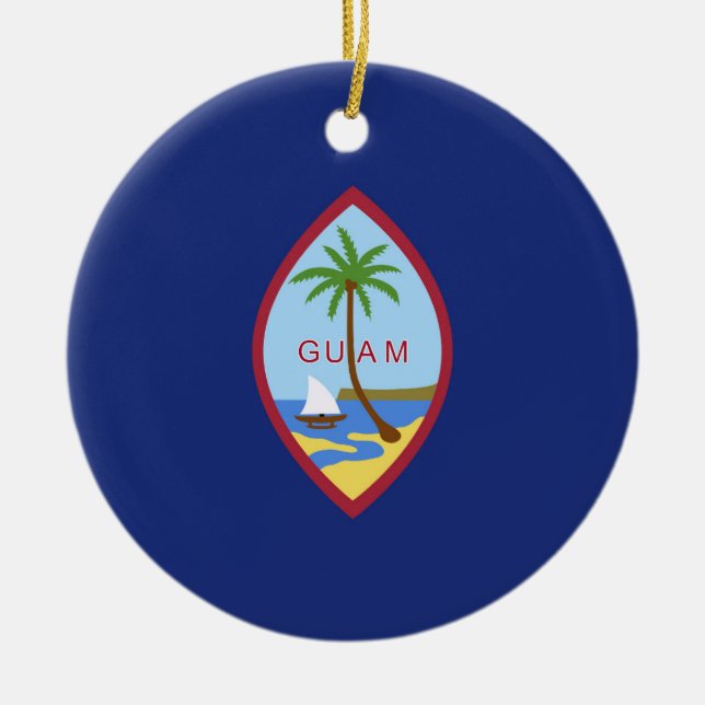 Guam flag ceramic tree decoration (Front)