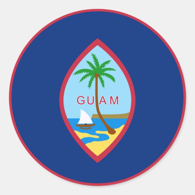 Guam flag  classic round sticker (Front)