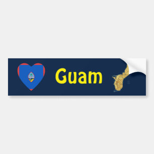 Guam Flag Heart + Map Bumper Sticker