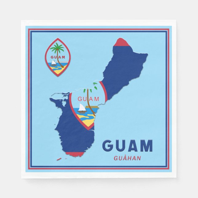 Guam Flag Map & Seal Napkin (Front)