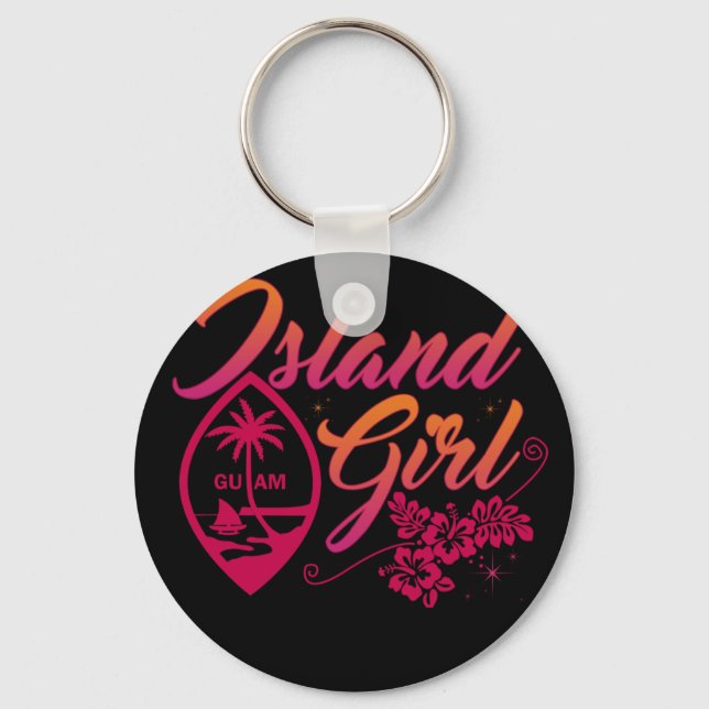 Guam Flower Chamorrita Guam Island Guamanian Girl Key Ring (Front)