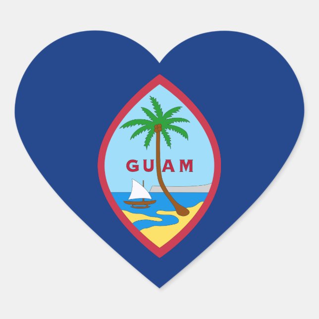 Guam Heart Sticker, Patriotic Guamanian Flag Sticker (Front)