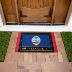 Guam house mat, Guamanian Flag sports USA/ Welcome Doormat