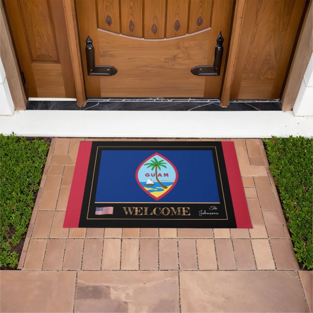 Guam house mat, Guamanian Flag sports USA/ Welcome Doormat (Outdoor)