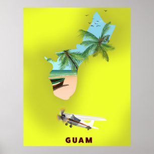 Guam illustrated map travel poster