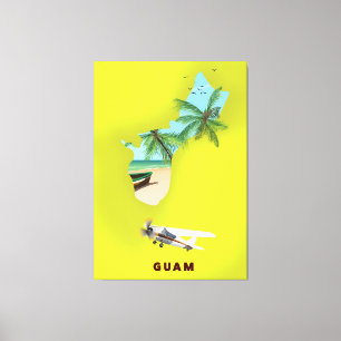 Guam illustrated map travel poster canvas print