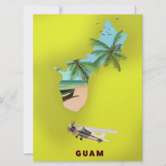 Guam illustrated map travel poster invitation