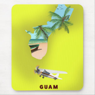 Guam illustrated map travel poster mouse mat
