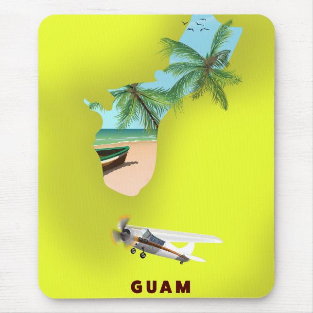 Guam illustrated map travel poster mouse mat (Front)