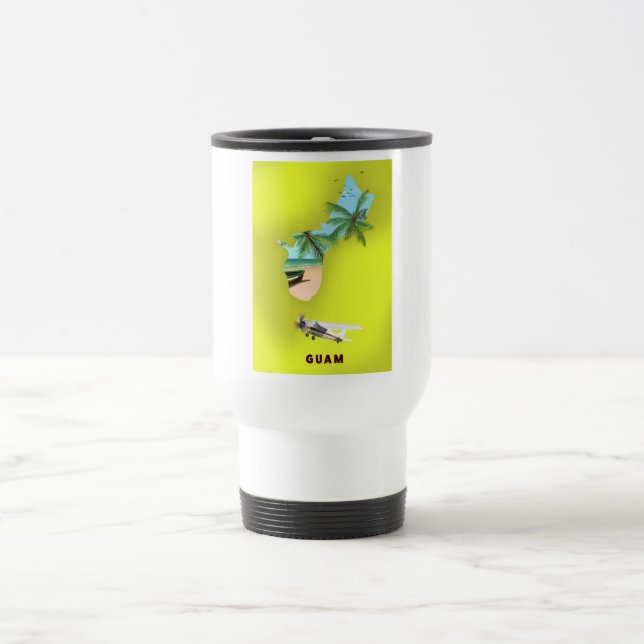Guam illustrated map travel poster mug (Center)