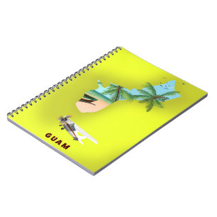 Guam illustrated map travel poster notebook