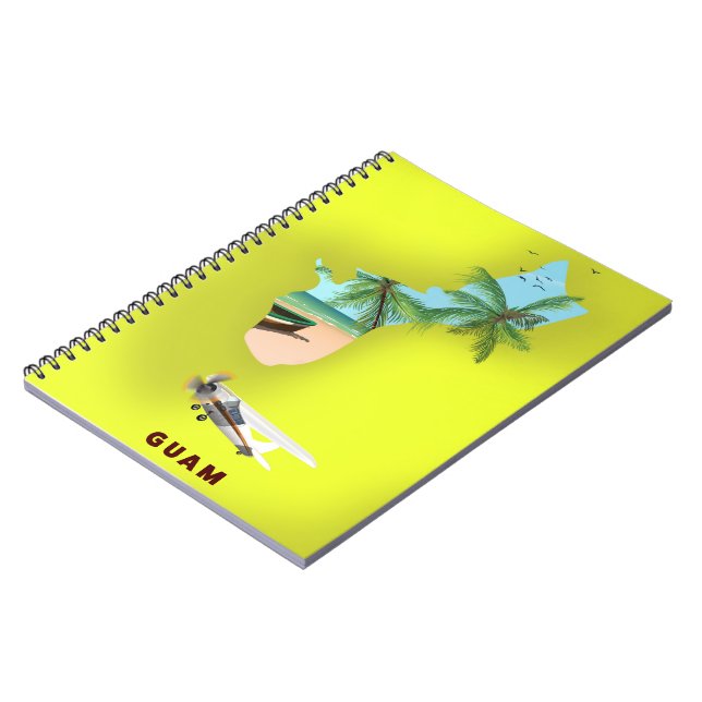 Guam illustrated map travel poster notebook (Left Side)