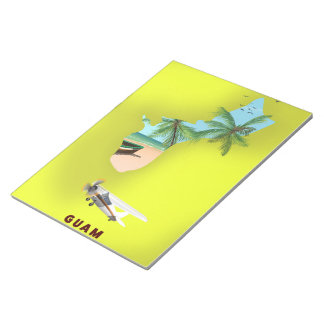 Guam illustrated map travel poster notepad