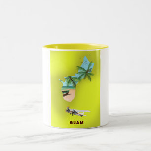 Guam illustrated map travel poster Two-Tone coffee mug