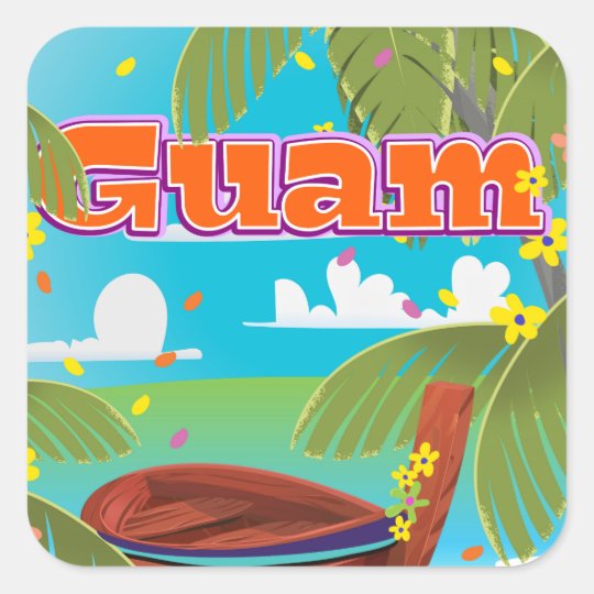 Guam Island holiday travel poster. Square Sticker