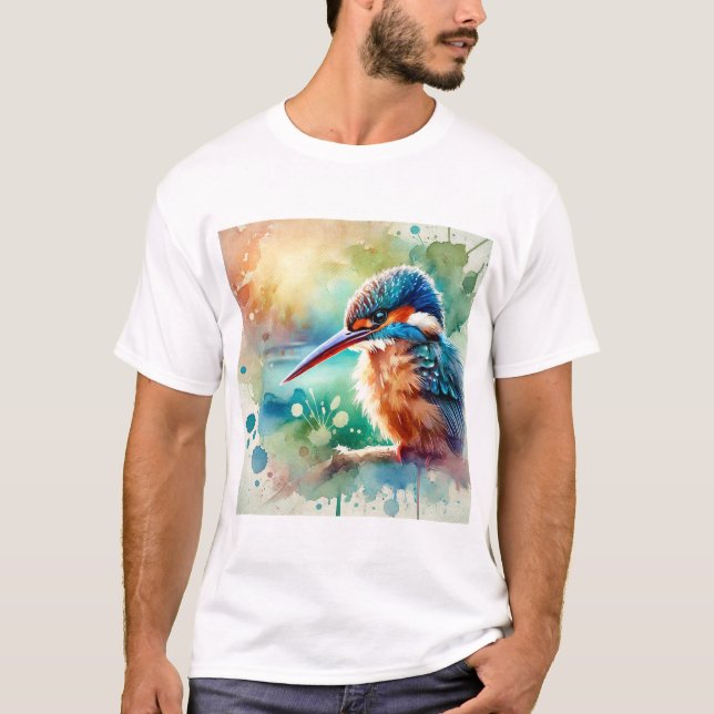 Guam Kingfisher Bird 150624AREF120 - Watercolor T-Shirt (Front)