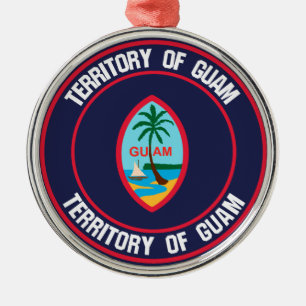 Guam Round Emblem Metal Tree Decoration