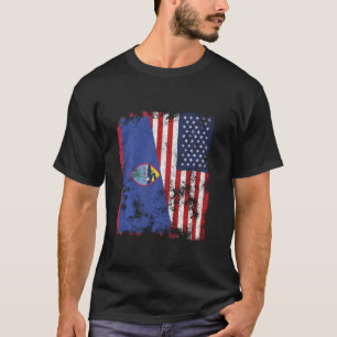 Guam USA Flag Distressed - Half American T-Shirt