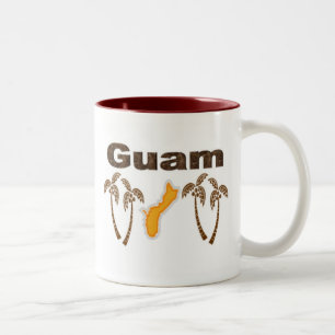 Guam with palm trees Two-Tone coffee mug