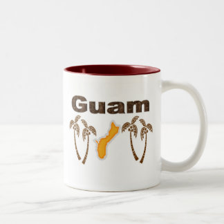 Guam with palm trees Two-Tone coffee mug