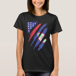 Guamanian American Patriot Grown Heart Flag Stripe T-Shirt