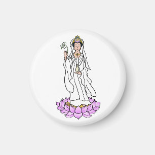 Guan Yin Bodhisattva on Lotus Acrylic Keychain Magnet