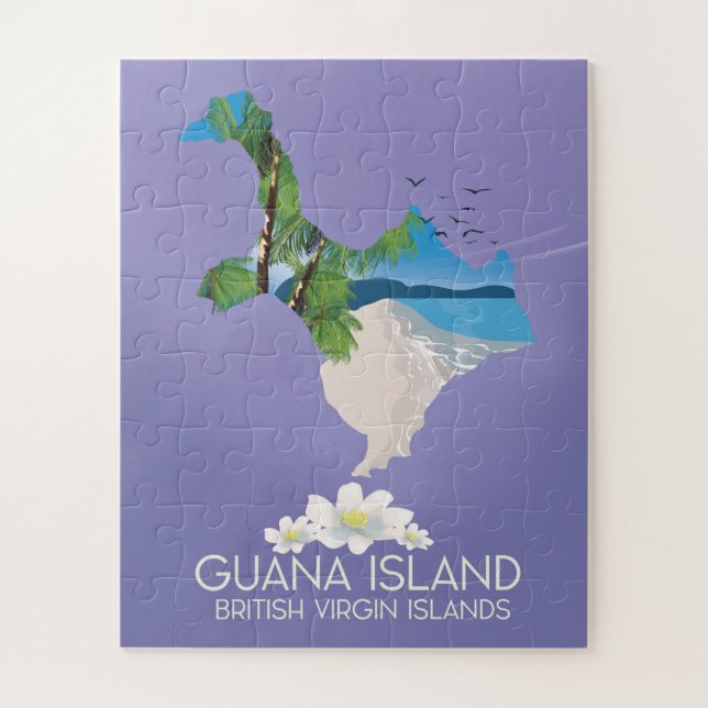 Guana Island British Virgin Islands travel poster Jigsaw Puzzle (Vertical)