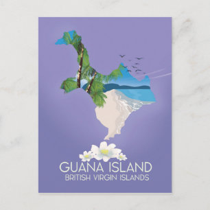 Guana Island British Virgin Islands travel poster Postcard