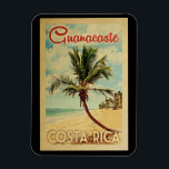 Guanacaste Palm Tree Vintage Travel Magnet<br><div class="desc">A uniquely retro mid-century modern Guanacaste Costa Rica art print in vintage travel poster style. It features a curved palm tree on sandy beach with ocean under a blue cloudy sky.</div>