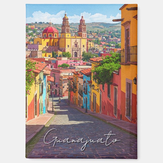 Guanajuato Mexico Watercolor Magnet (Front)