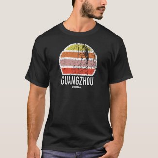 Guangzhou China Abstract Vintage Sunset Souvenir T-Shirt