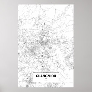 Guangzhou, China (black on white) Poster