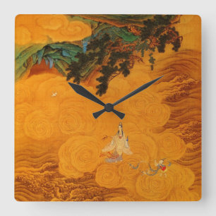 Guanyin in the Tidal Sound cave Square Wall Clock